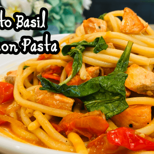 Tomato Basil Salmon Pasta