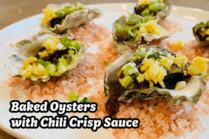 Baked Oysters with Chili Crisp Sauce