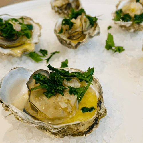 Baked Kumamoto Oysters with Garlic Butter Sauce
