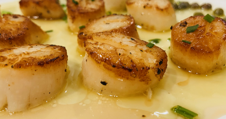 Seared Scallops with Caper Butter Sauce Ready in Just Eight Minutes