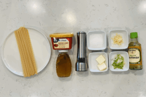 Ingredients for Spicy Gochujang Buttered Noodles