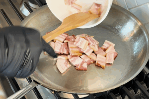 Prepare the bacon for Authentic Beef Bourguignon