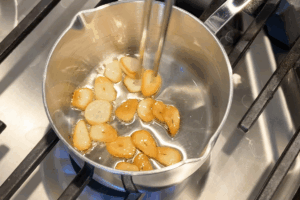 Make garlic chips for Perfect Air Fryer Steak