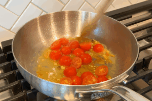 Build the Sauce for Shrimp Pasta with Crispy Anchovies
