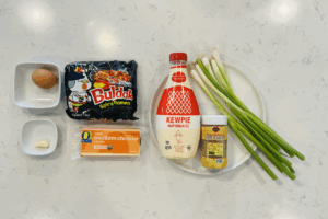 Ingredients for Creamy Instant Noodle Carbonara Hack