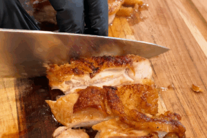 Rest and slice for Soy Sauce Glazed Chicken