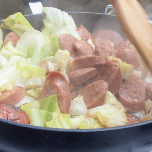 Buttery Sausage & Cabbage Stir-Fry is ready to serve