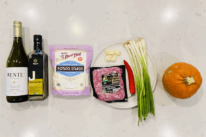 Ingredients for Golden Pumpkin Pork Stir Fry