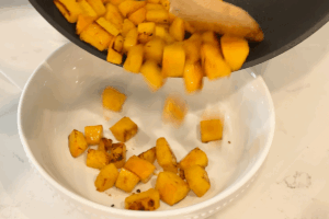 Set the pumpkin aside for Golden Pumpkin Pork Stir-Fry