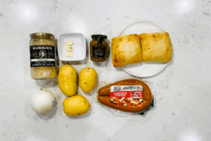 Ingredients for One-Pan Sausage and Sauerkraut