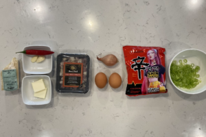 Ingredients for Creamy Carbonara Instant Noodles
