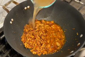 Add liquid for Easy Mapo Tofu