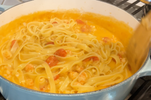 Combine Pasta and Sauce for Viral Trader Joe’s Lobster Bisque Pasta